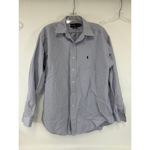 Ralph Lauren Button Down Long Sleeve “Blake” Men’s Size L Stripe Blue/White - Picture 1 of 3